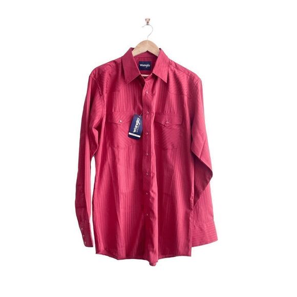 Wrangler Mens Long Sleeve Western Pearl Snap Up Front Red Tall Large NWT - Picture 1 of 9